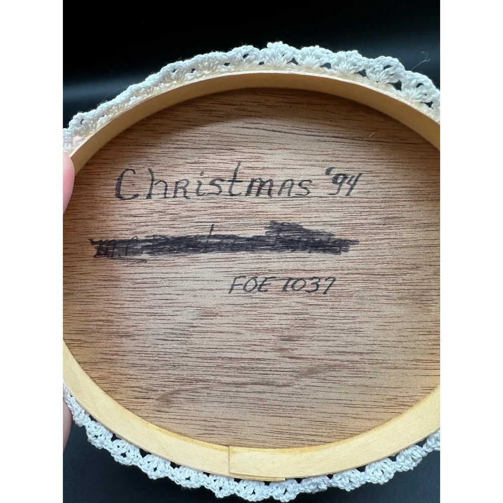 VintageVictorian Style Hand Cross Stitch Bentwood Trinket Box Floral Cottagecore